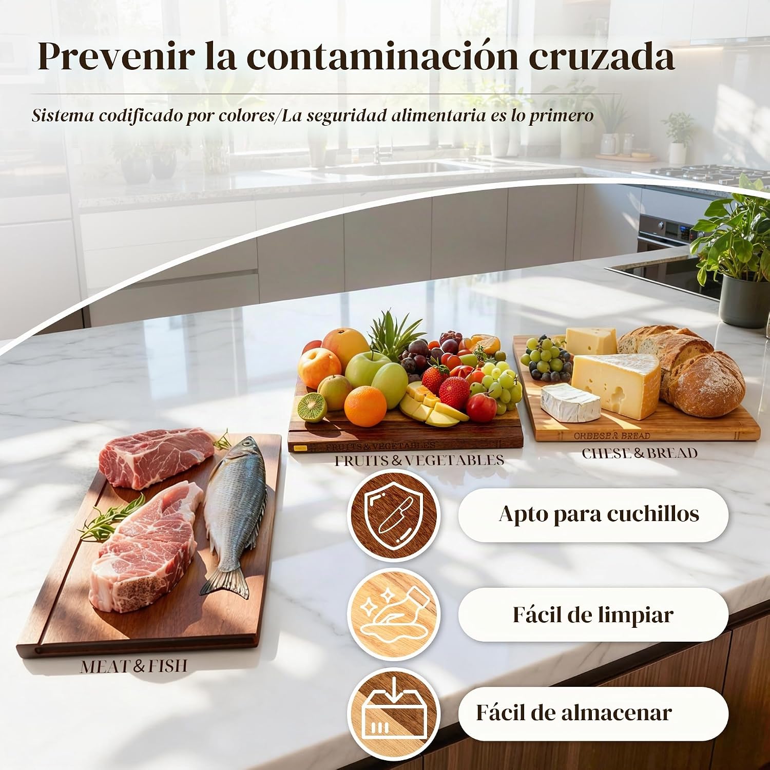 Juego de tablas de cortar libros con soporte de madera para cociner...