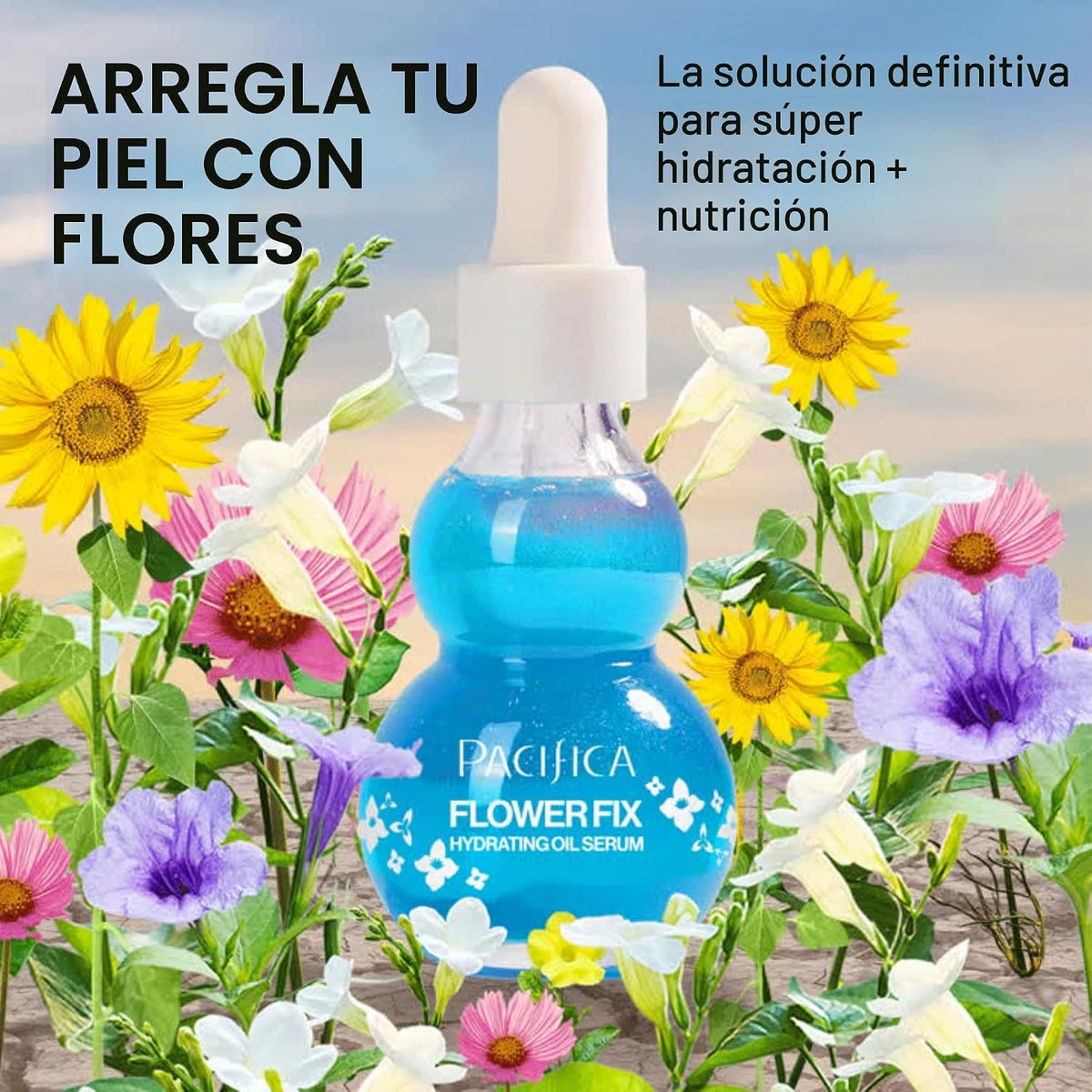 Suero de Aceite Facial Pacifica - Flower Fix Bi-Fásico Hidratante p...