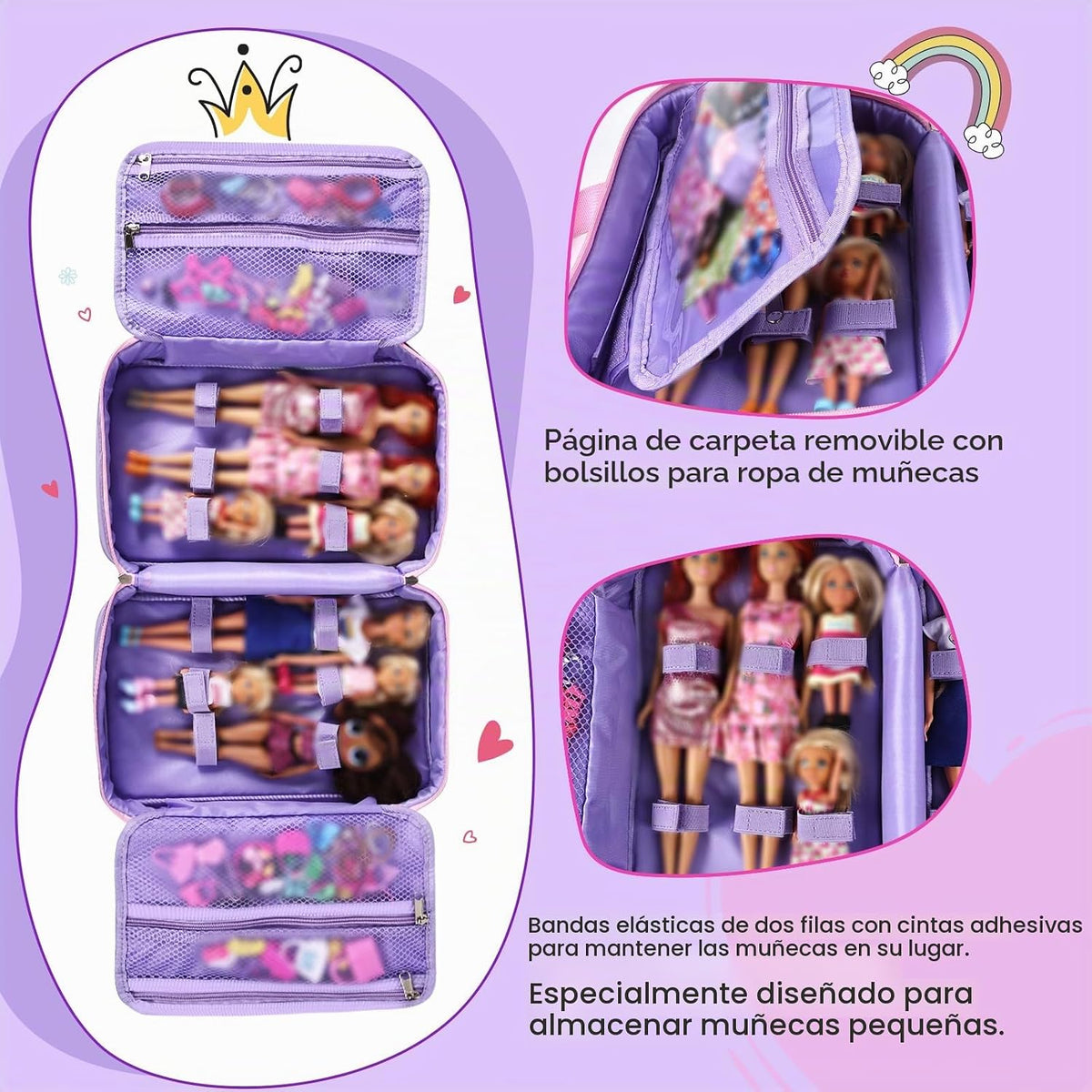 Craflakow Funda de transporte compatible con muñecas Barbie de 12 p...