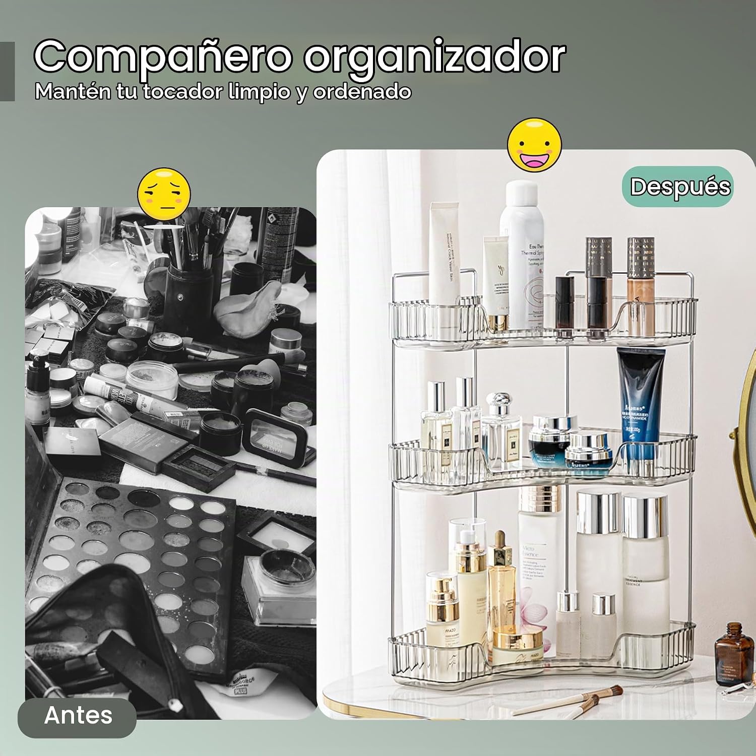 Aveniee Organizador de esquina para mostrador de baño, estante de e...