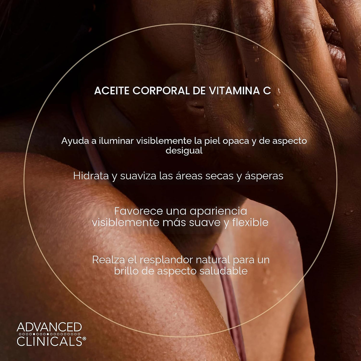 Advanced Clinicals Aceite corporal iluminador con vitamina C para m...