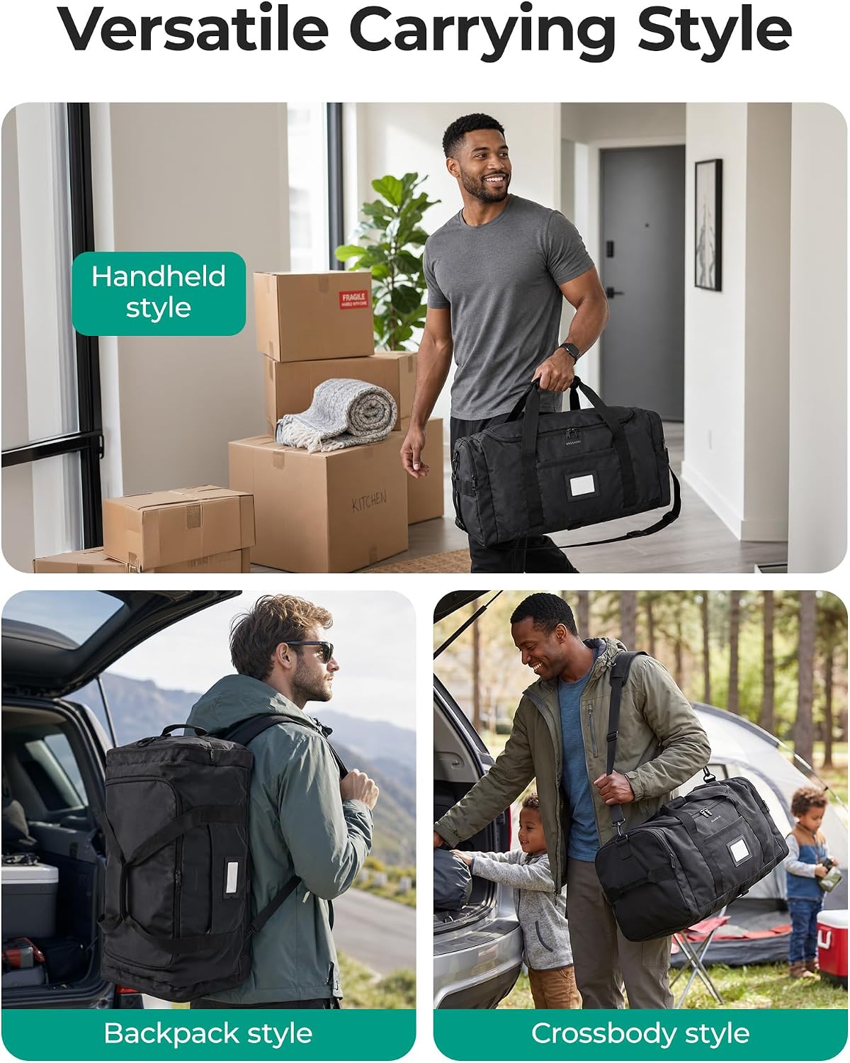 BAGSAMRT - Bolsa de lona plegable de 60 litros para viajes, bolsa d...
