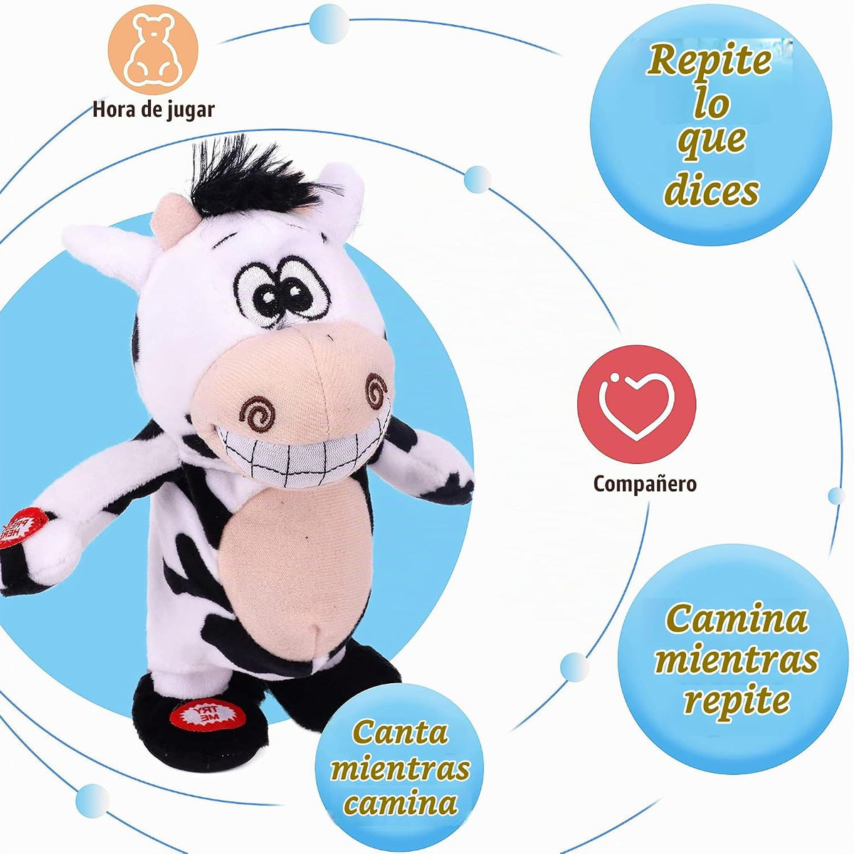 Hopearl Vaca que habla y canta, repite lo que dices caminando, jugu...