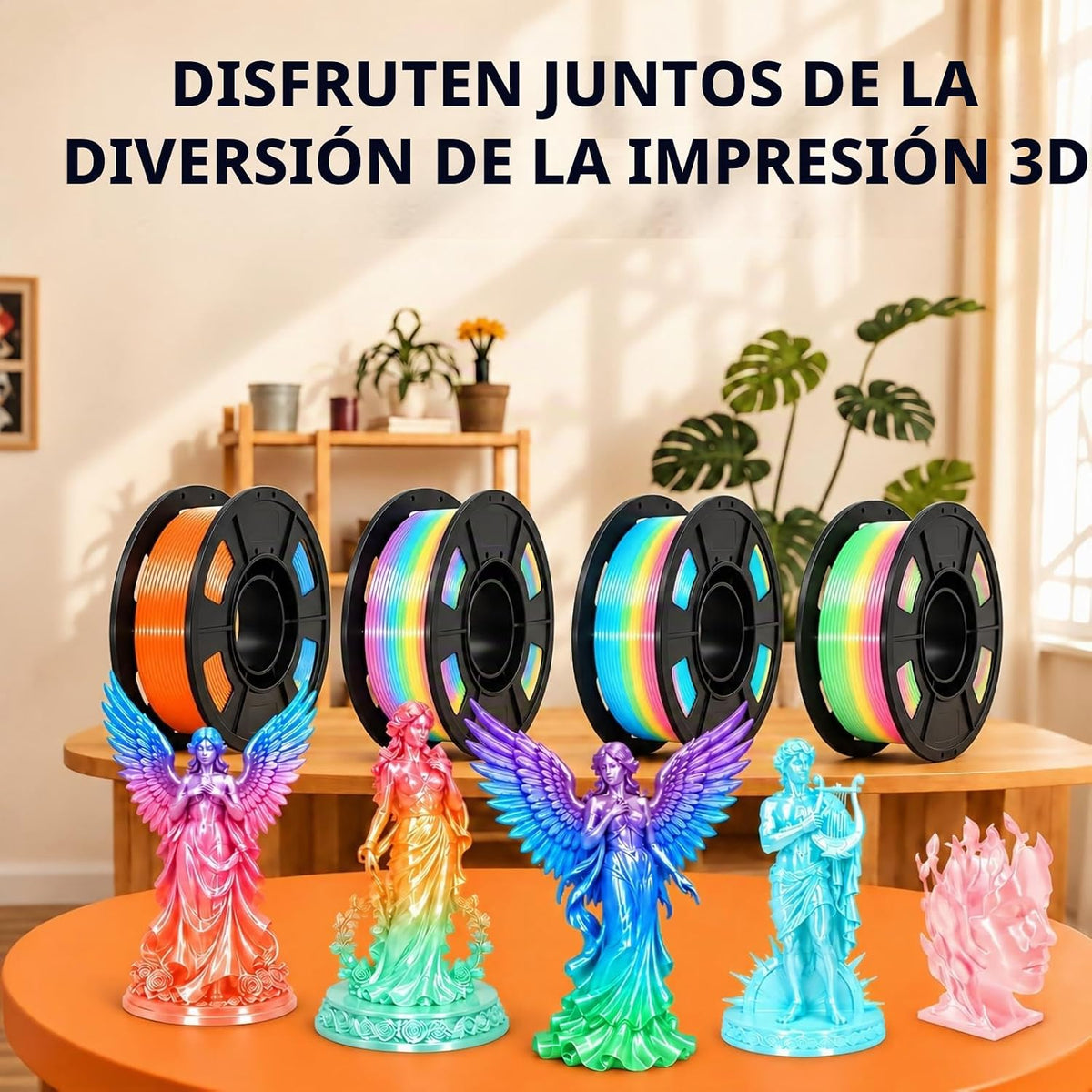 MEUYMEU Filamento PLA Silk Rainbow de 0.069 pulgadas, carretes de 8...