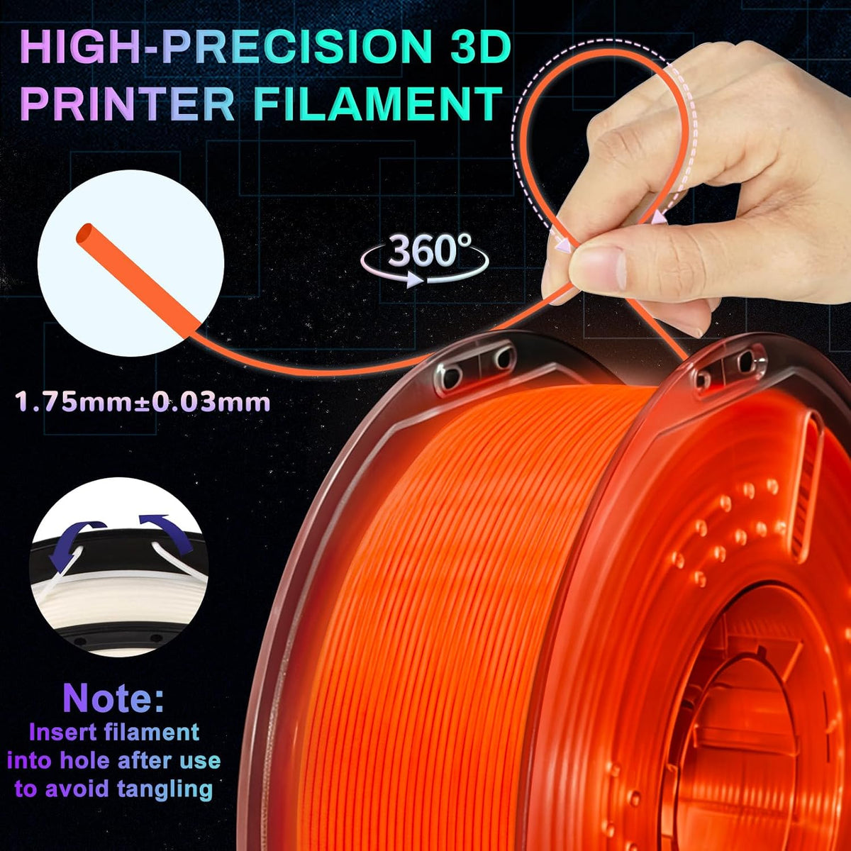 Frucindra Filamento de impresora 3D PLA+ que brilla en la oscuridad...