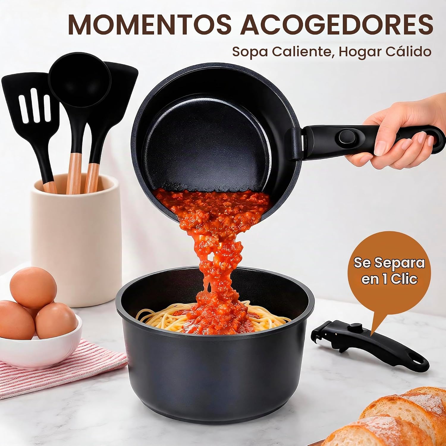 Juego de utensilios de cocina antiadherentes de cerámica de 20 piez...