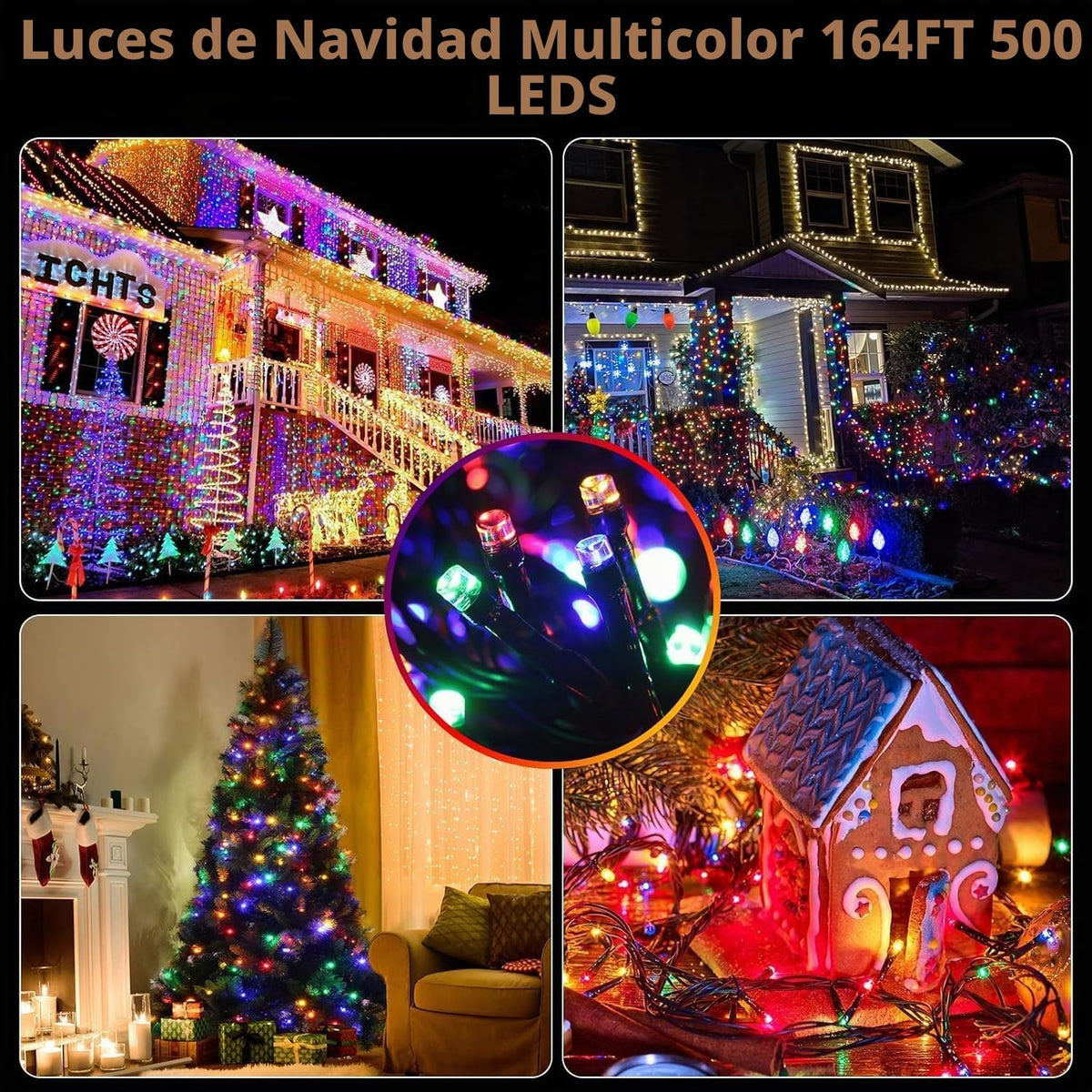 MZD8391 Luces de Navidad LED de 170 pies, 500 luces LED para interi...