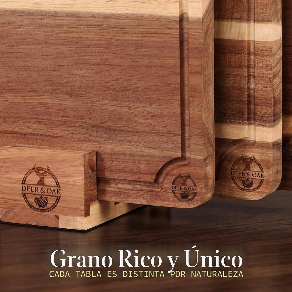 Deer &amp; Oak Juego de tablas de cortar de acacia de 3 piezas no t...