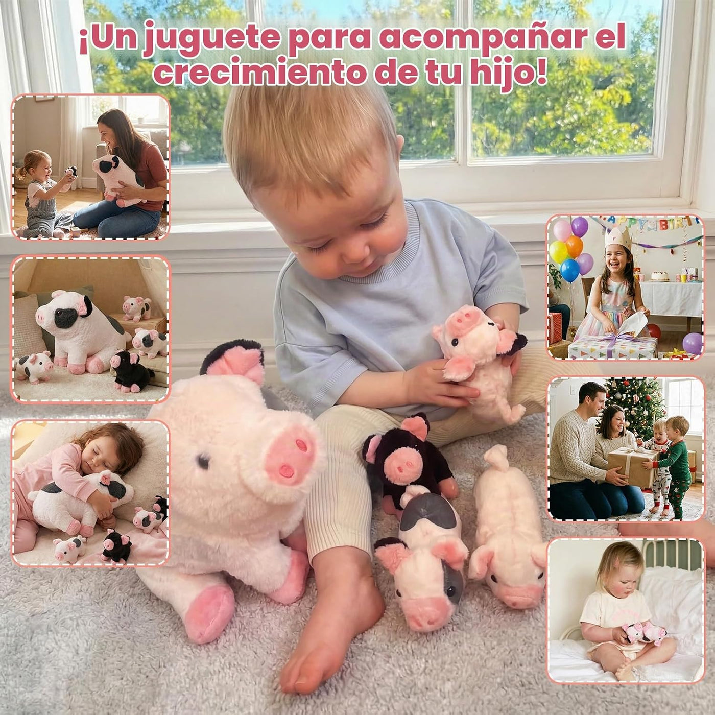 OUOZZZ - Cerdo de peluche 5 en 1 de 11 pulgadas con cremallera | Di...