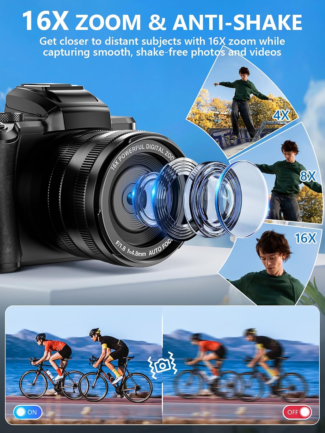 Cámara digital 8K, cámaras WiFi de 88 MP para fotografía con pantal...