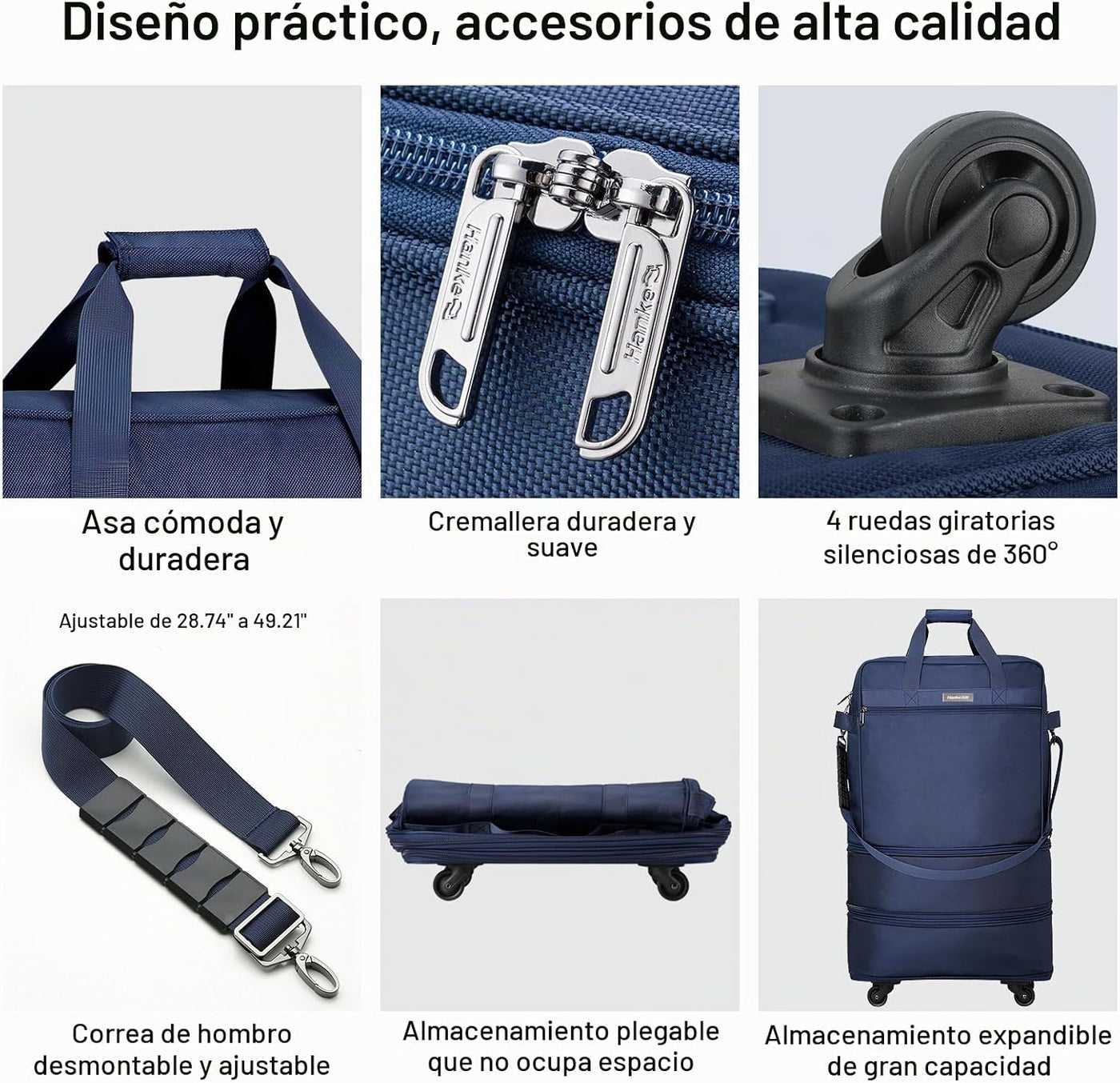 Maletas Hanke con ruedas, bolsa de equipaje plegable y expandible,...