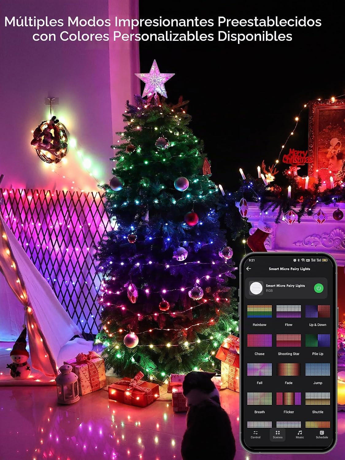 Brizled - Guirnalda de luces inteligentes, 200 luces LED RGB de 66...