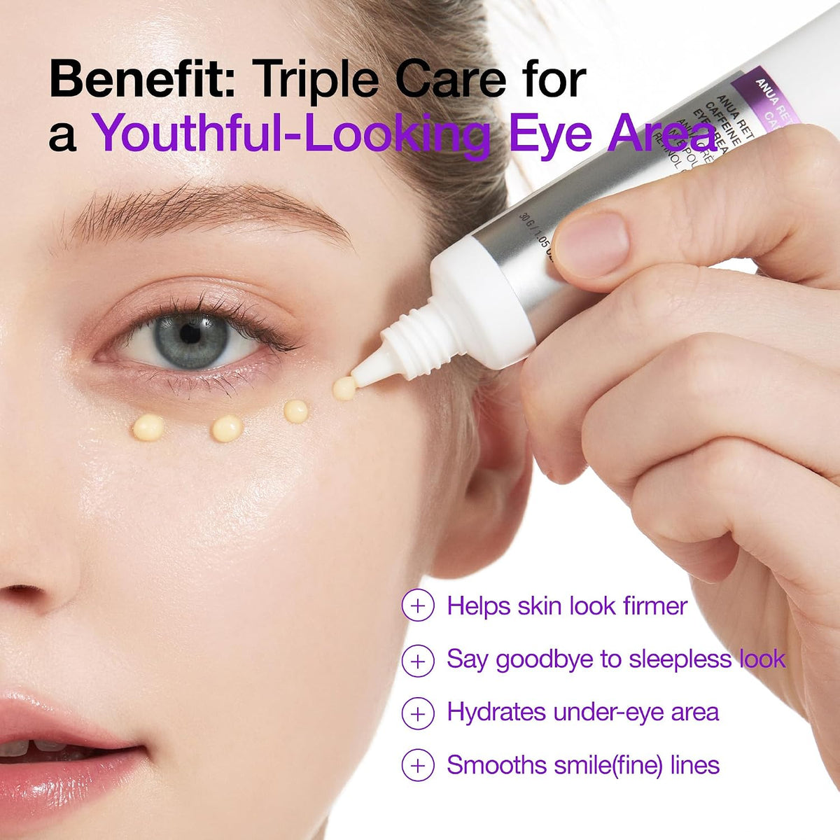 Anua Retinol 0.1 Crema revitalizante para ojos con cafeína, 1.05 fl...