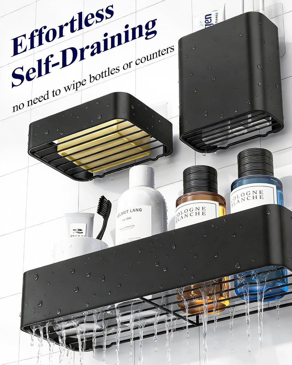 Kitsure Organizador adhesivo para ducha, paquete de 6, estantes de...
