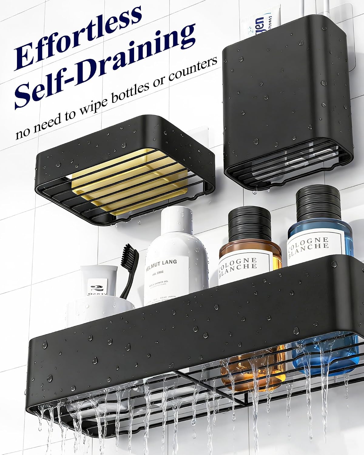 Kitsure Organizador adhesivo para ducha, paquete de 6, estantes de...