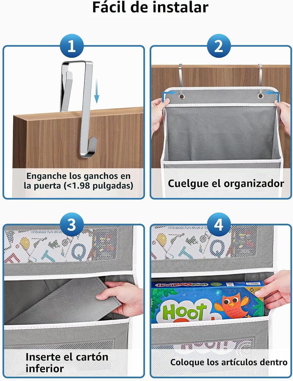 JARLINK Organizador sobre la puerta para dormitorio, despensa, baño...