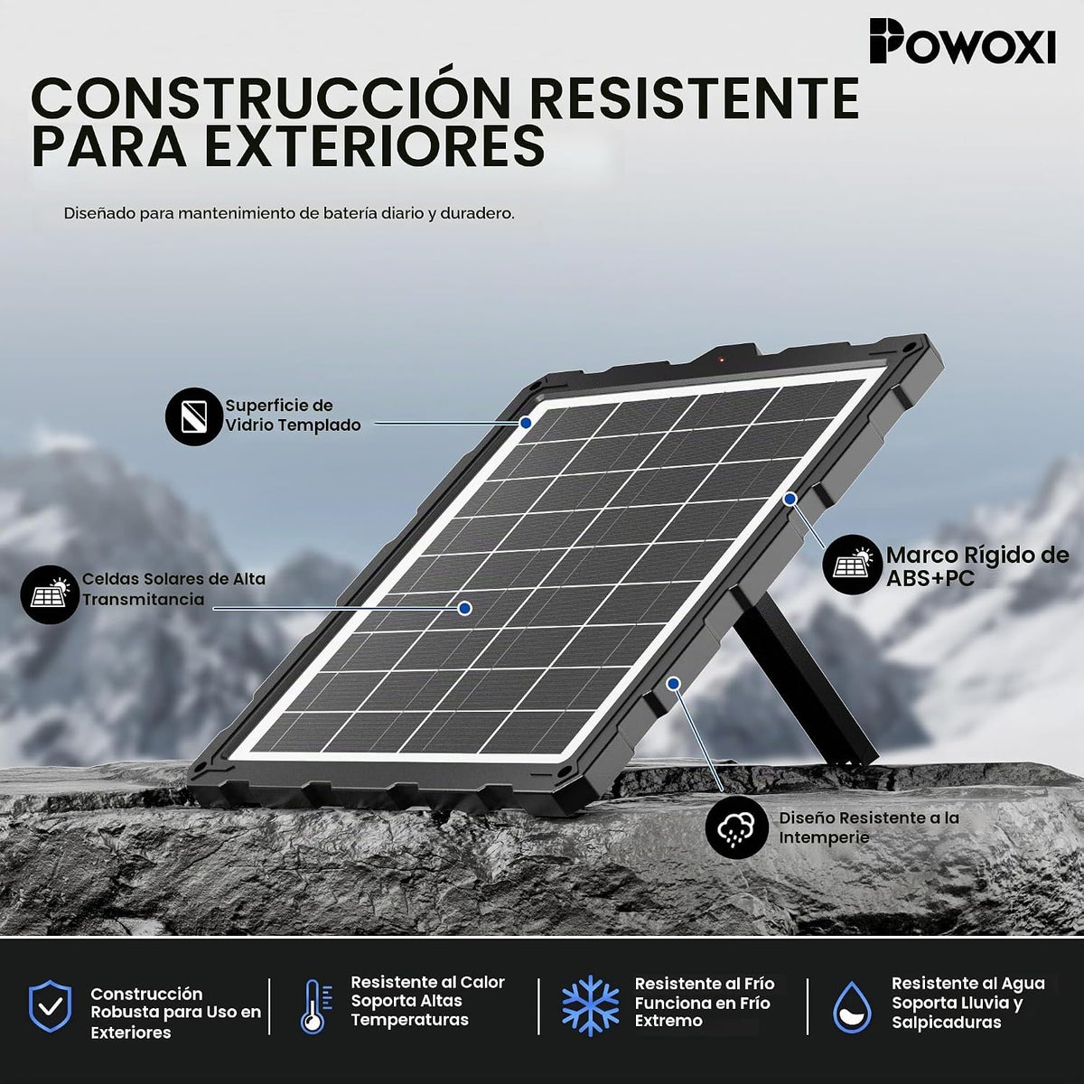 POWOXI 20W 12V Cargador de batería solar Kit de mantenimiento de go...