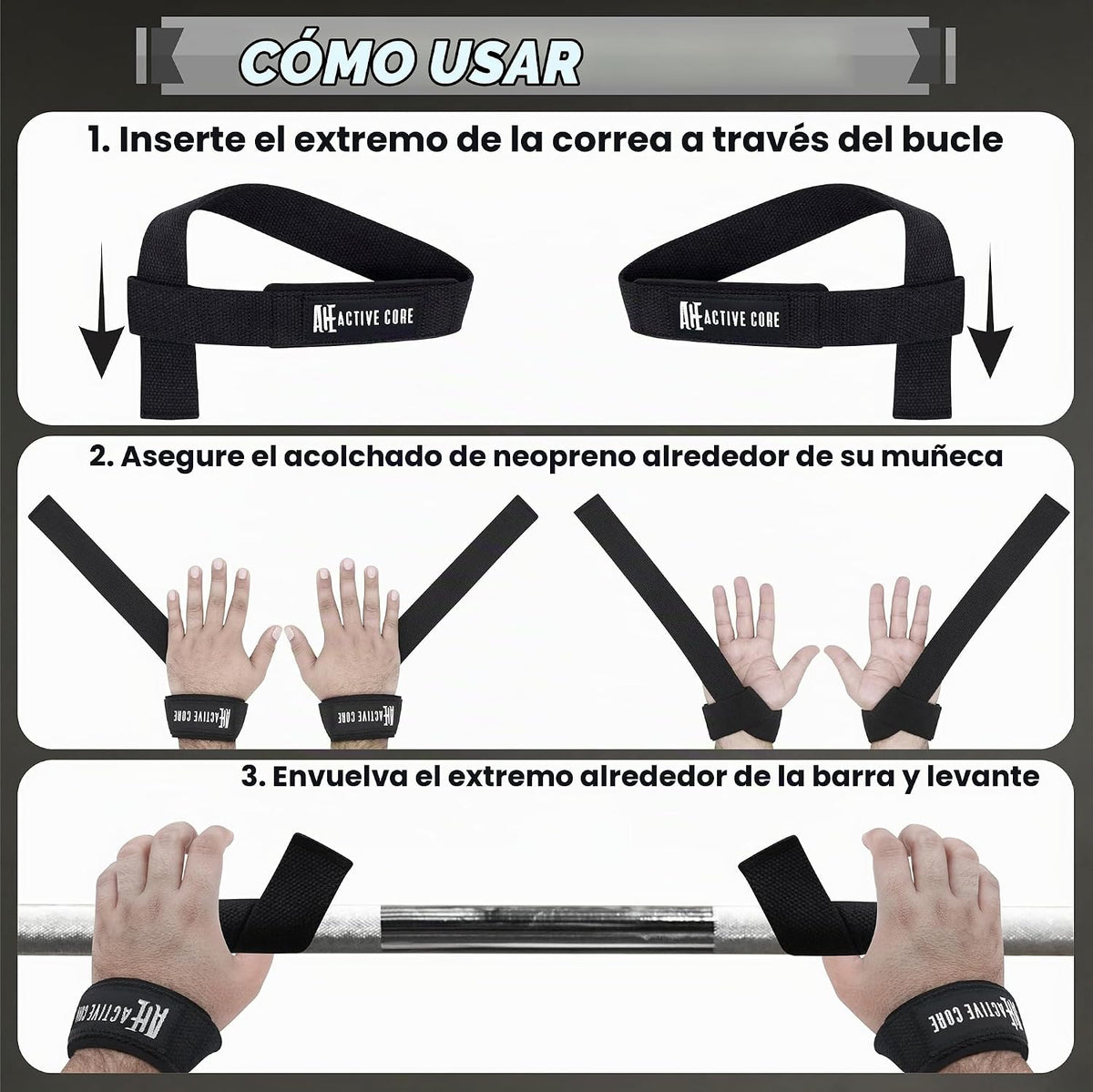 Correas de muñeca de levantamiento para levantamiento de pesas, cor...