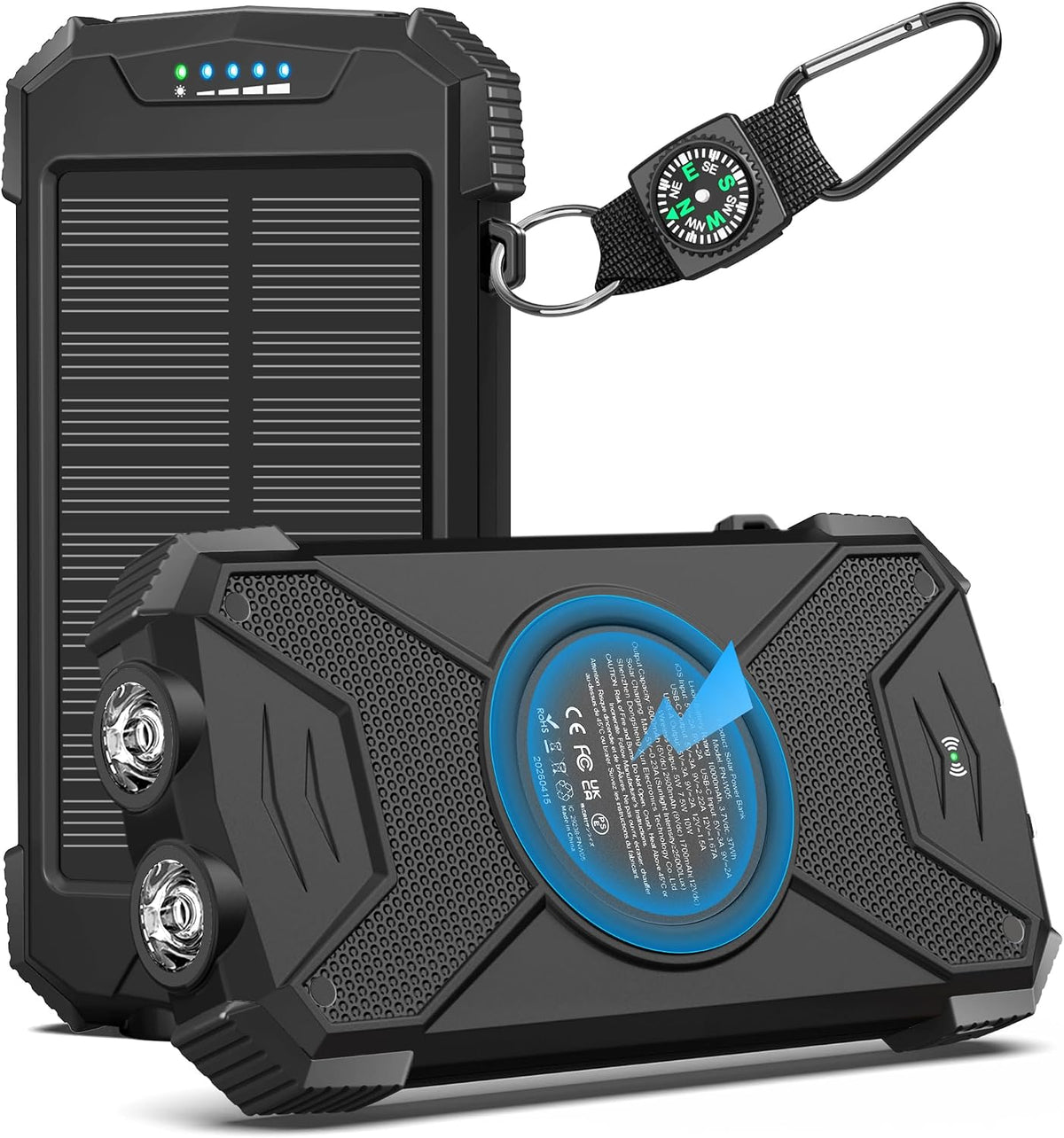 BLAVOR Solar Power Bank 10,000mAh Cargador inalámbrico portátil par...