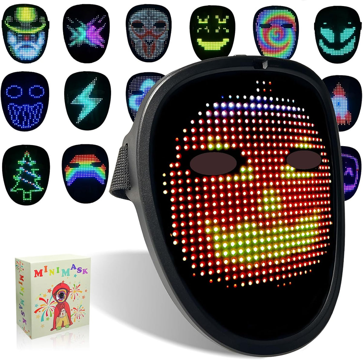 COOLGUARDER - Máscara LED con detección de gestos, máscara facial t...
