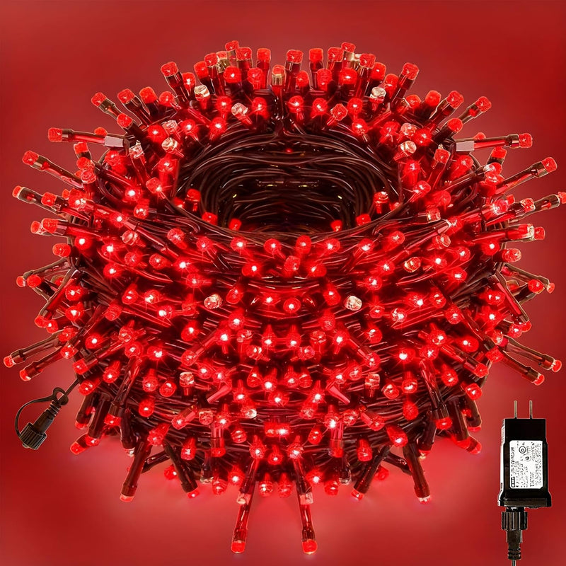 VTECHOLOGY 500 luces LED rojas para árbol de Navidad, luces de Navi...