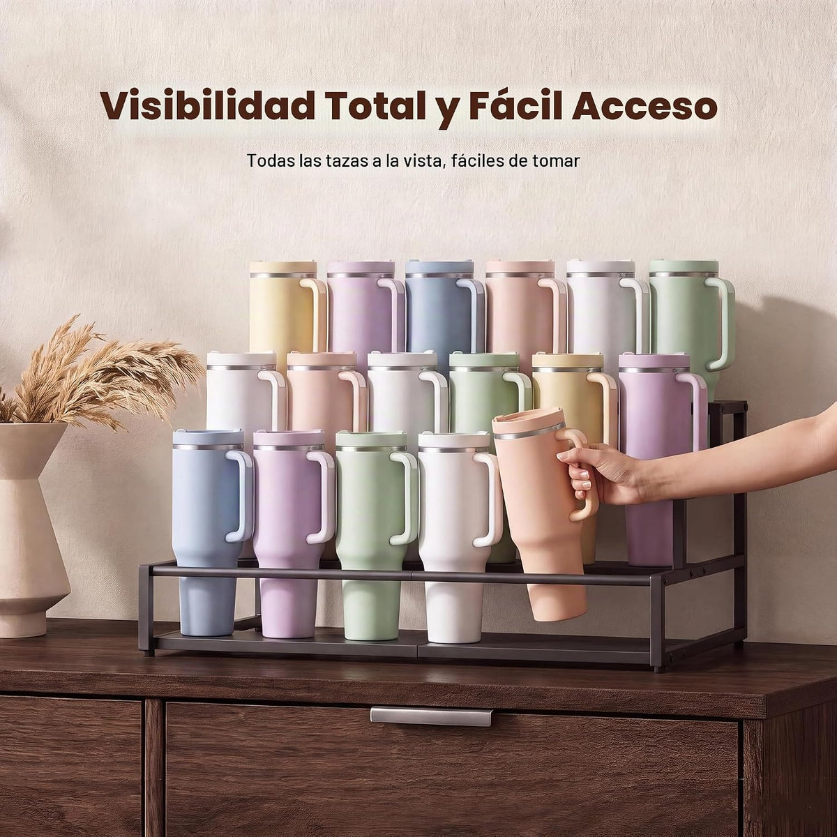 MOJOHAND Portavasos Stanley expandible de 3 niveles, 9-18 tazas, la...