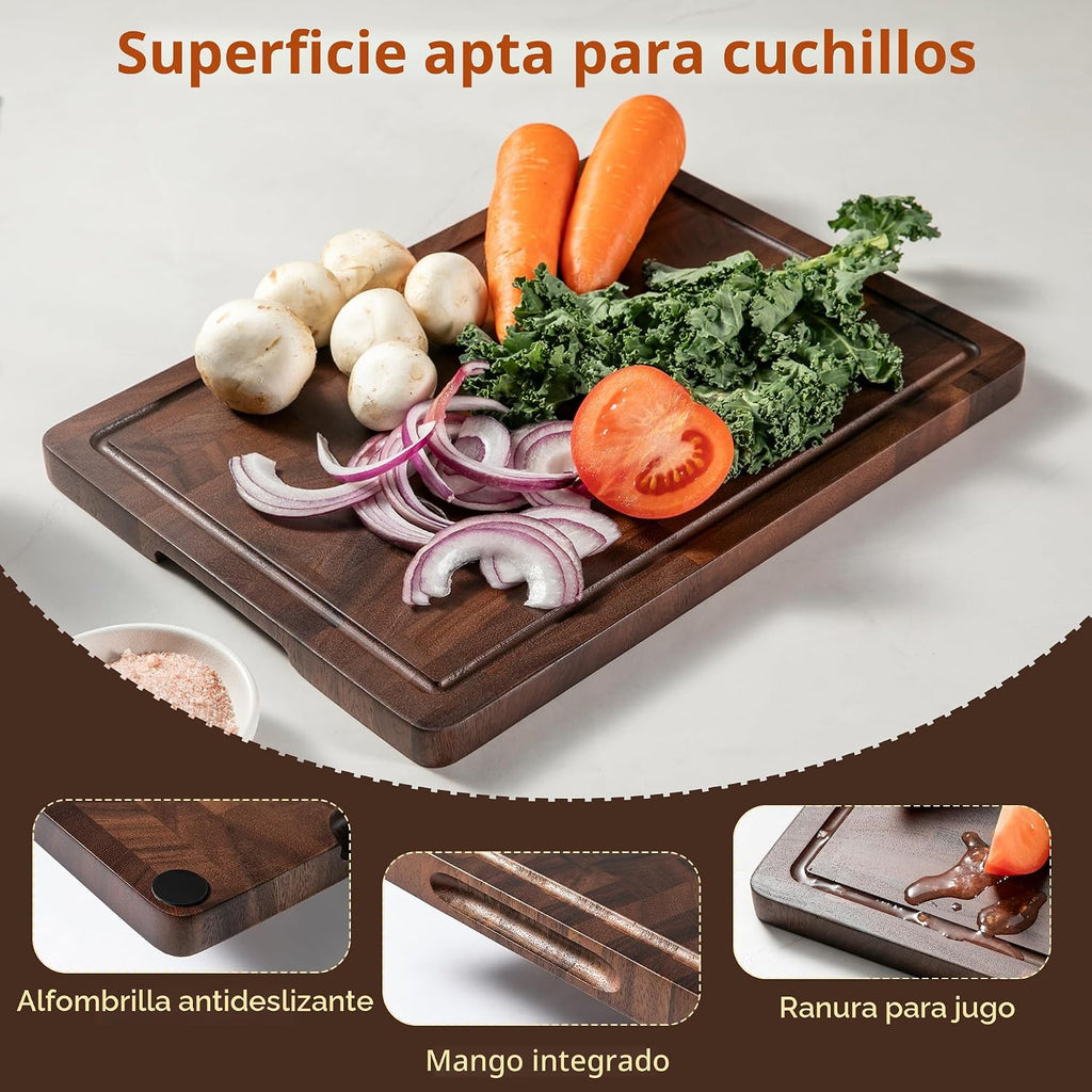 THETCHRY Juego de tablas de cortar de madera de nogal, tablas de co...