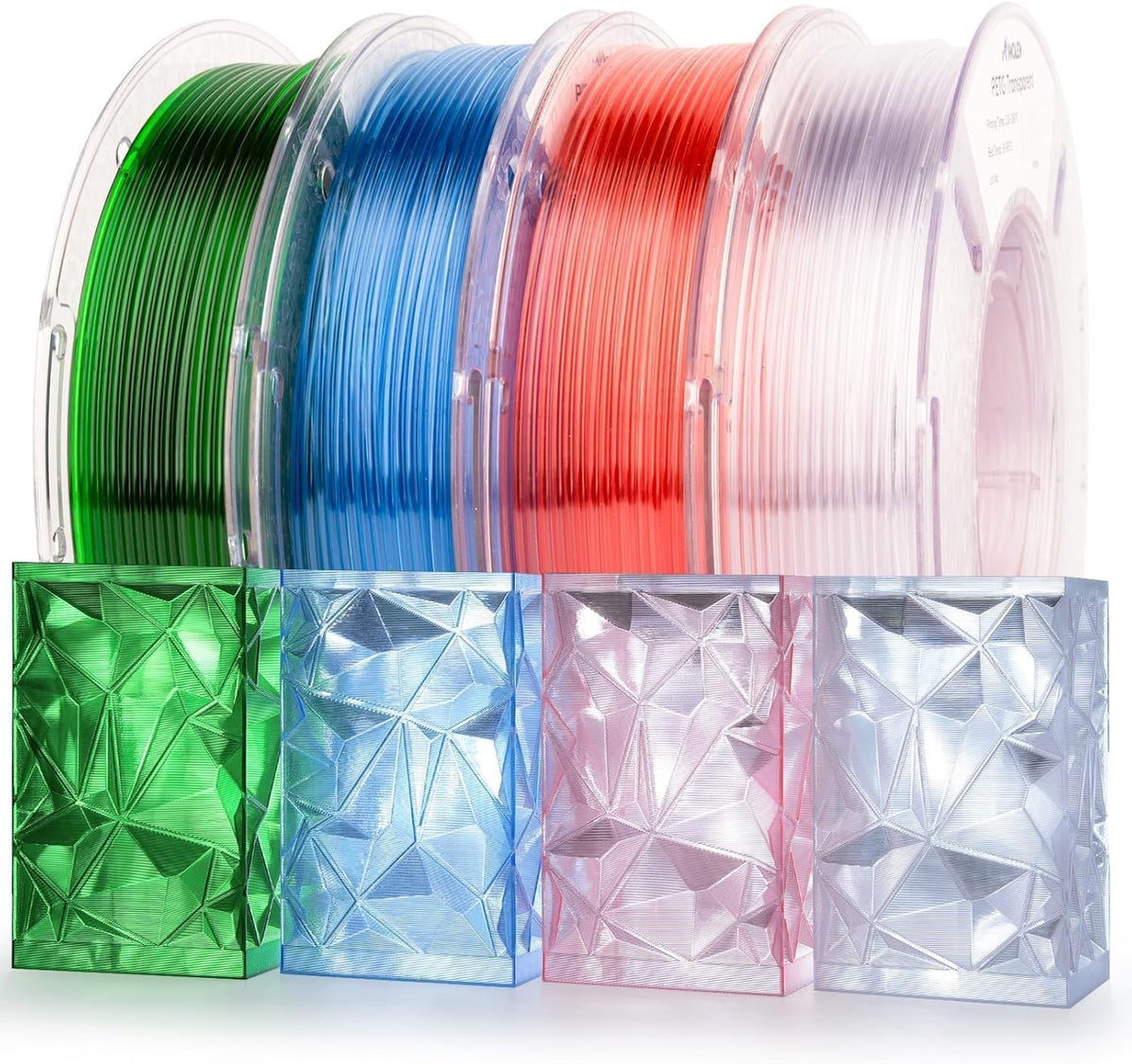 AMOLEN Paquete de filamento transparente para impresora 3D PETG de...