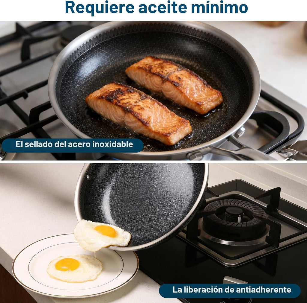 Legacy Culinaryware - Sartén híbrida de acero inoxidable de tres ca...