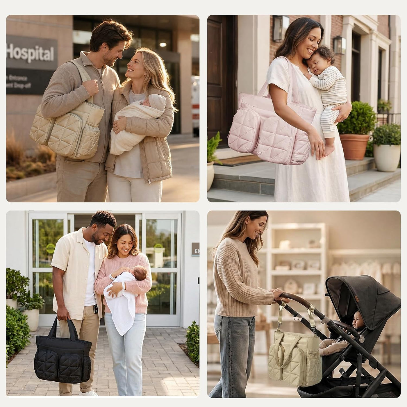 TOPEAST Bolsa de pañales, bolsa acolchada para bebé con bolsillos a...