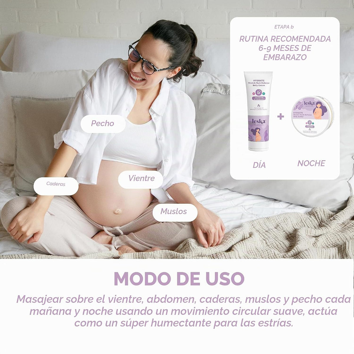 Leska Crema de maternidad paquete de 2 | ETAPA B: HYDRATE Crema par...