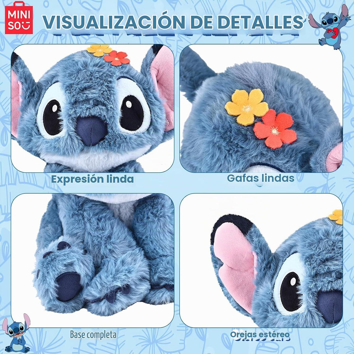 MINISO Disney Lilo &amp; Stitch - Juguete de peluche de 14 pulgadas...