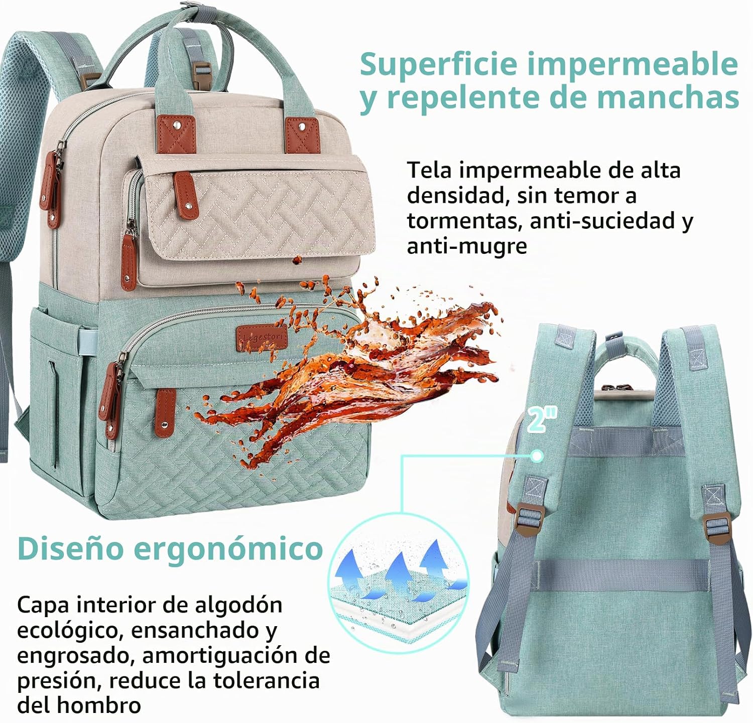 Legestori Mochila para pañales, bolsa de pañales para bebé niña con...