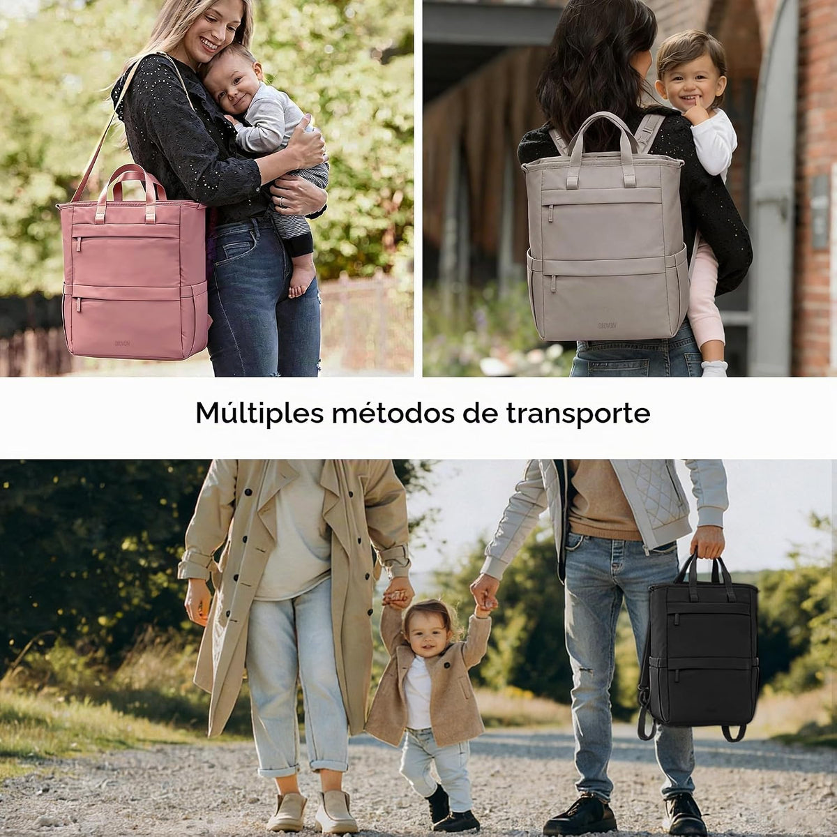 Allovely Mochila para pañales, bolsa de pañales grande para bebé co...