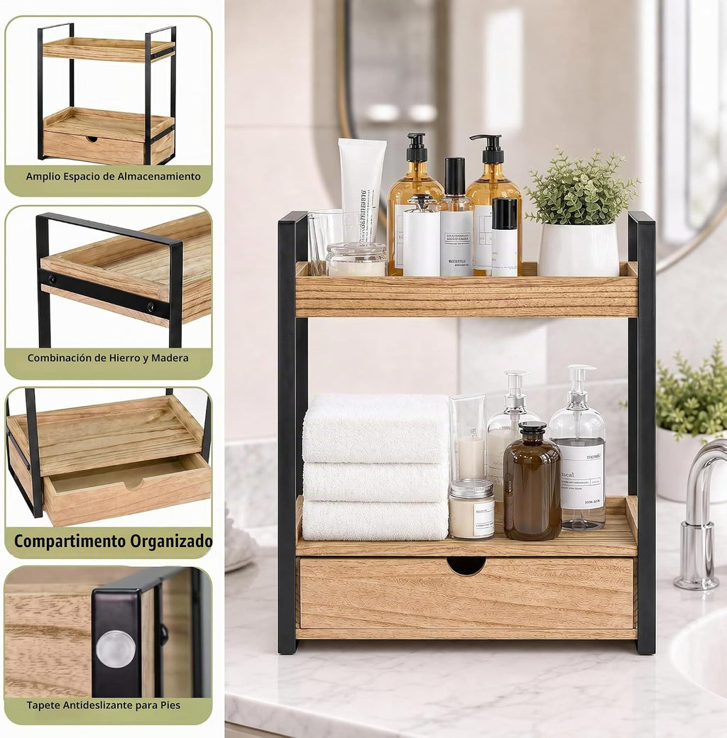 Ukonvi Organizador de Baño de 2 Niveles para Encimera con Cajón, Es...