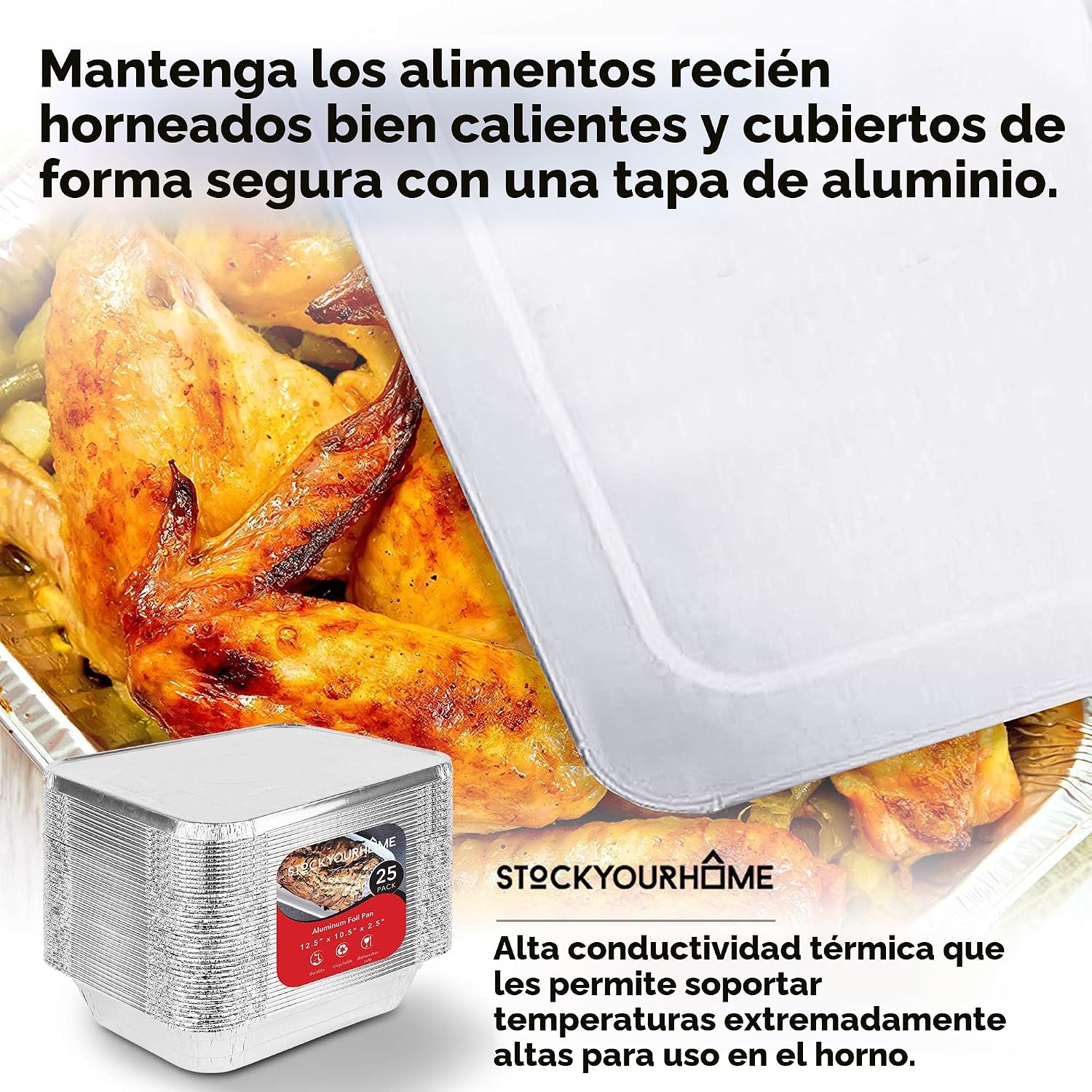 Sartenes de aluminio con tapas, sartenes de aluminio de 9 x 13 pulg...