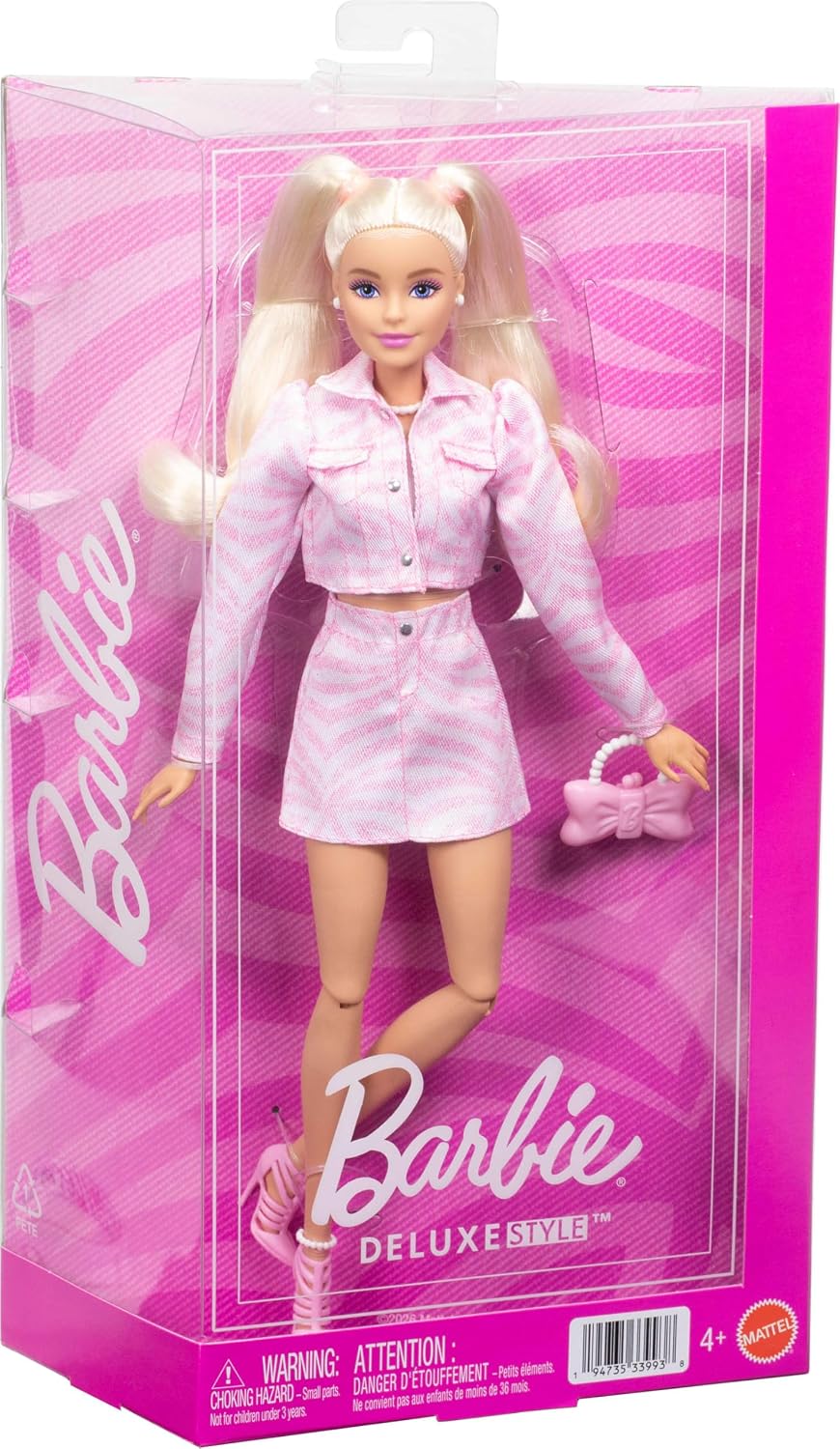 Muñeca Barbie Deluxe Style #9 con cabello rubio y traje de mezclill...