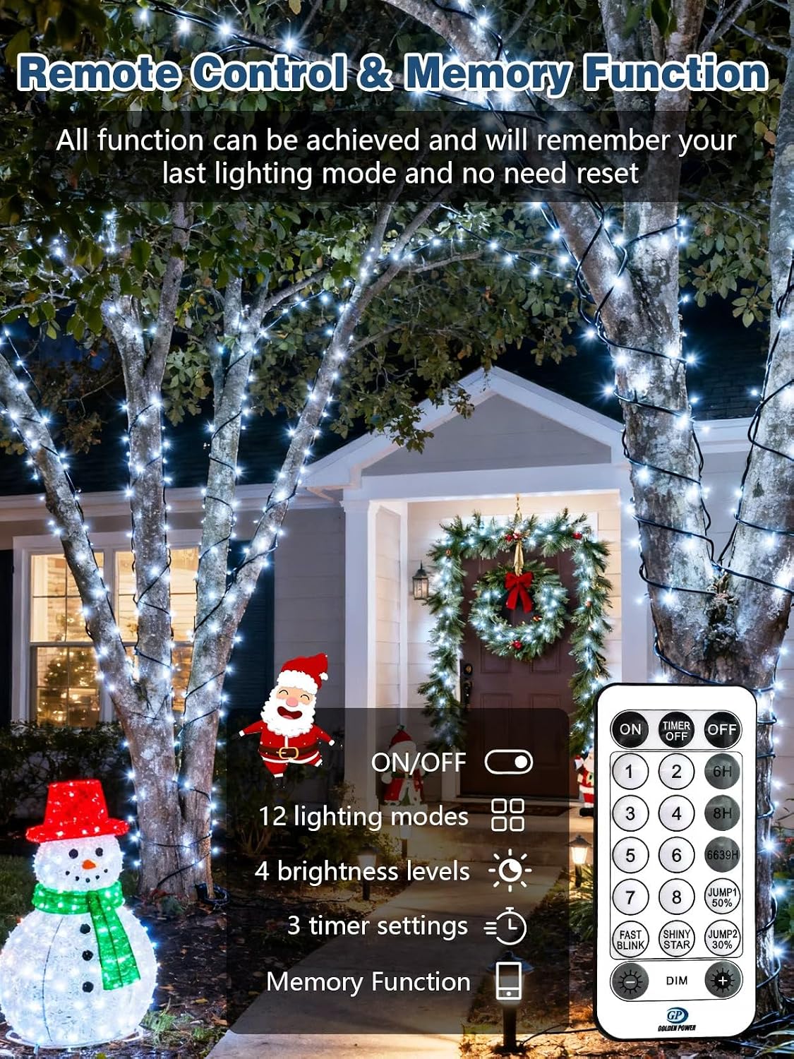 Luces de Navidad controladas por voz con control remoto, 132 pies 4...
