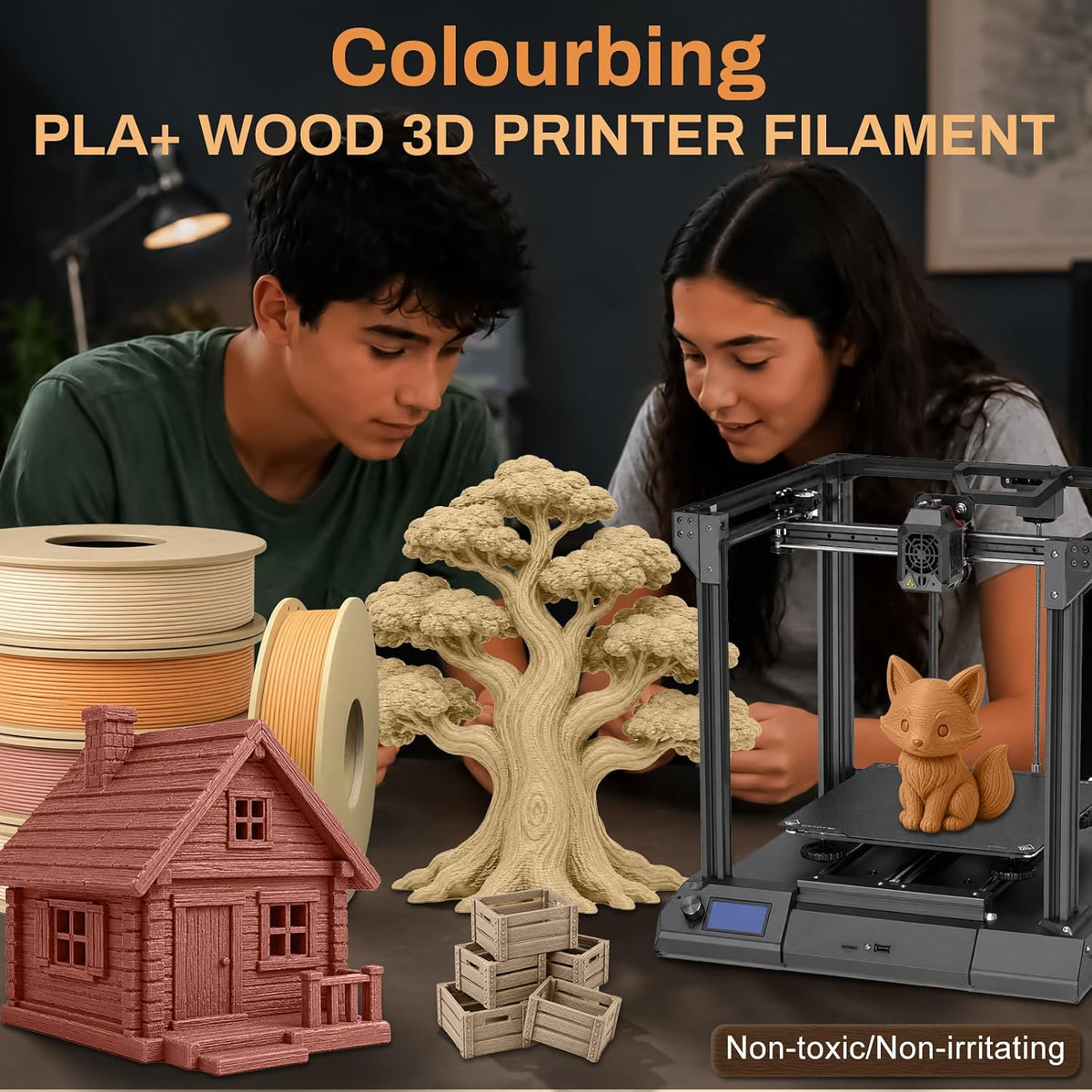 Paquete de filamentos para impresora 3D de madera PLA+ de grano de...