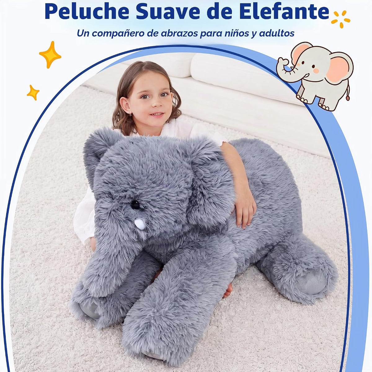 Jrystar Animales de peluche de elefante gigante, juguete de peluche...