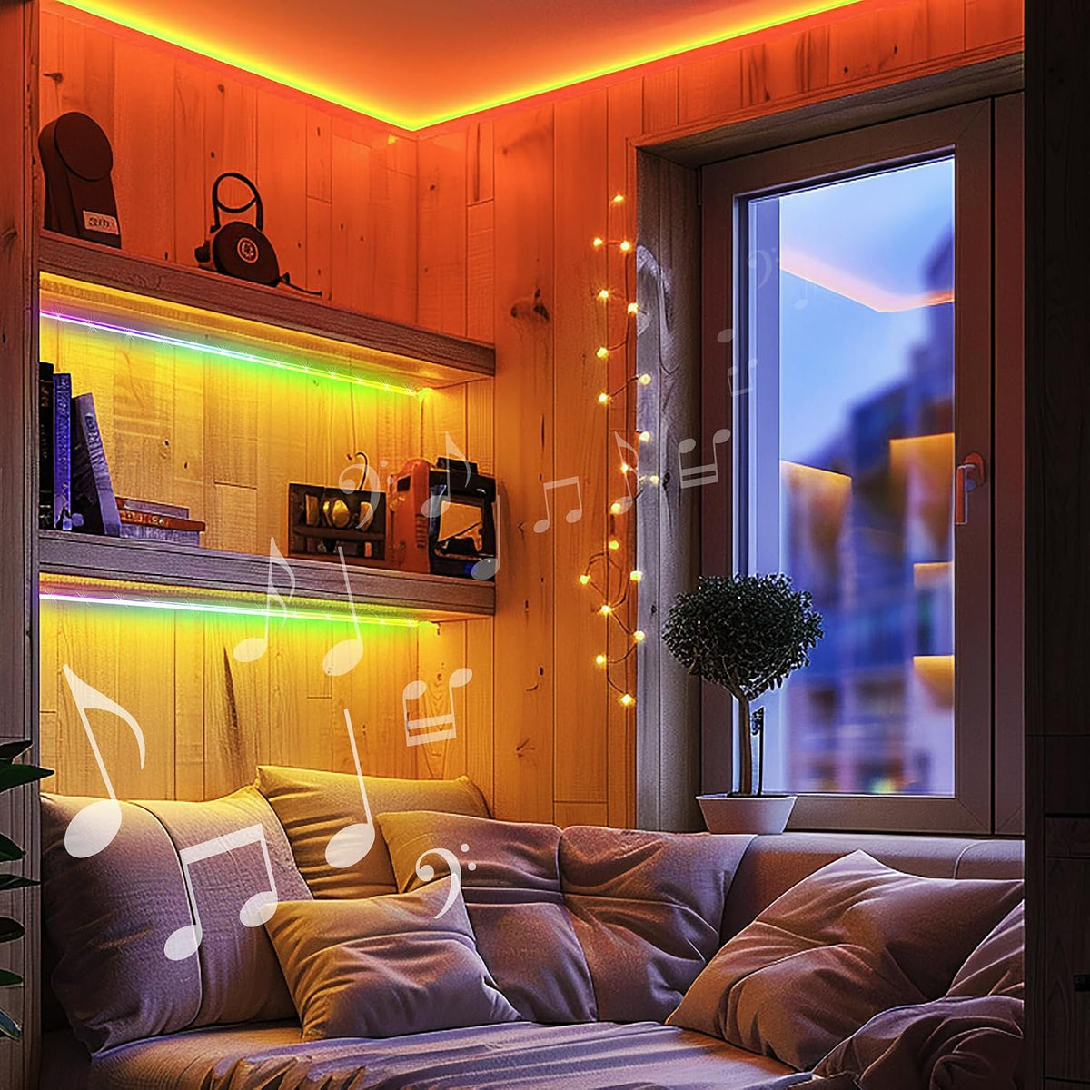 Monster Tira de luces LED inteligentes RGB+IC de 25 pies, tira de l...
