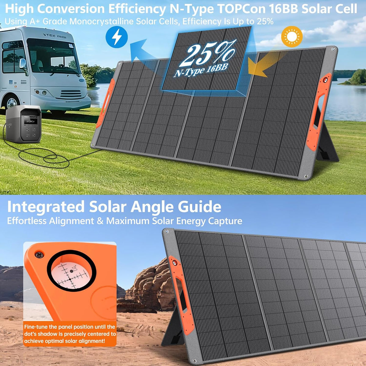 SOKIOVOLA - Panel solar portátil de 400 W para estación de energía...