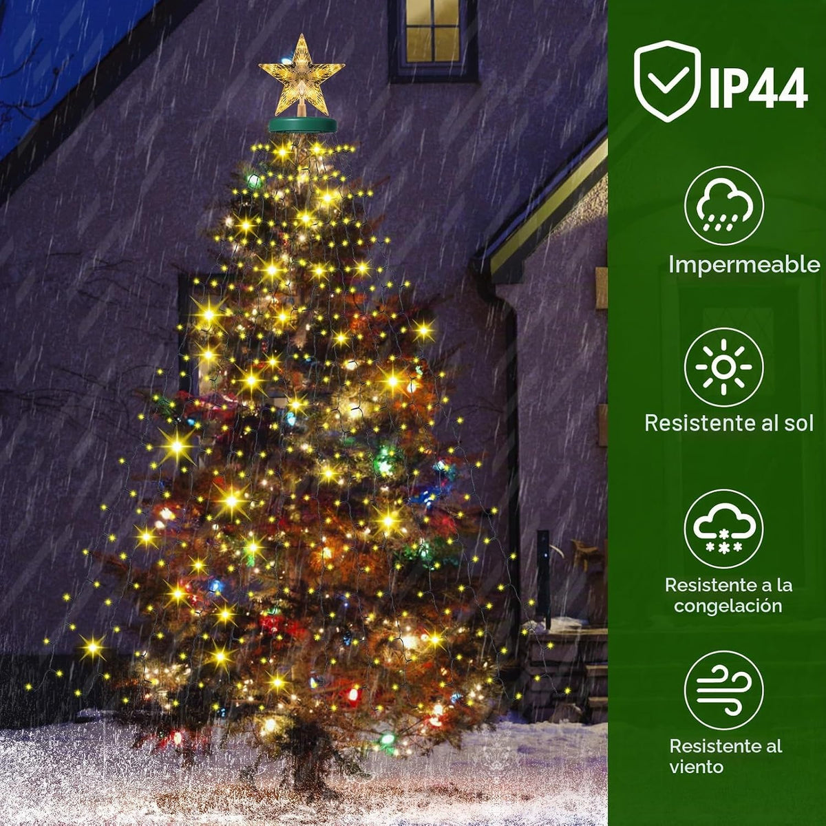 AMIPEPE - Luces de Navidad con estrella en la parte superior, 410 l...