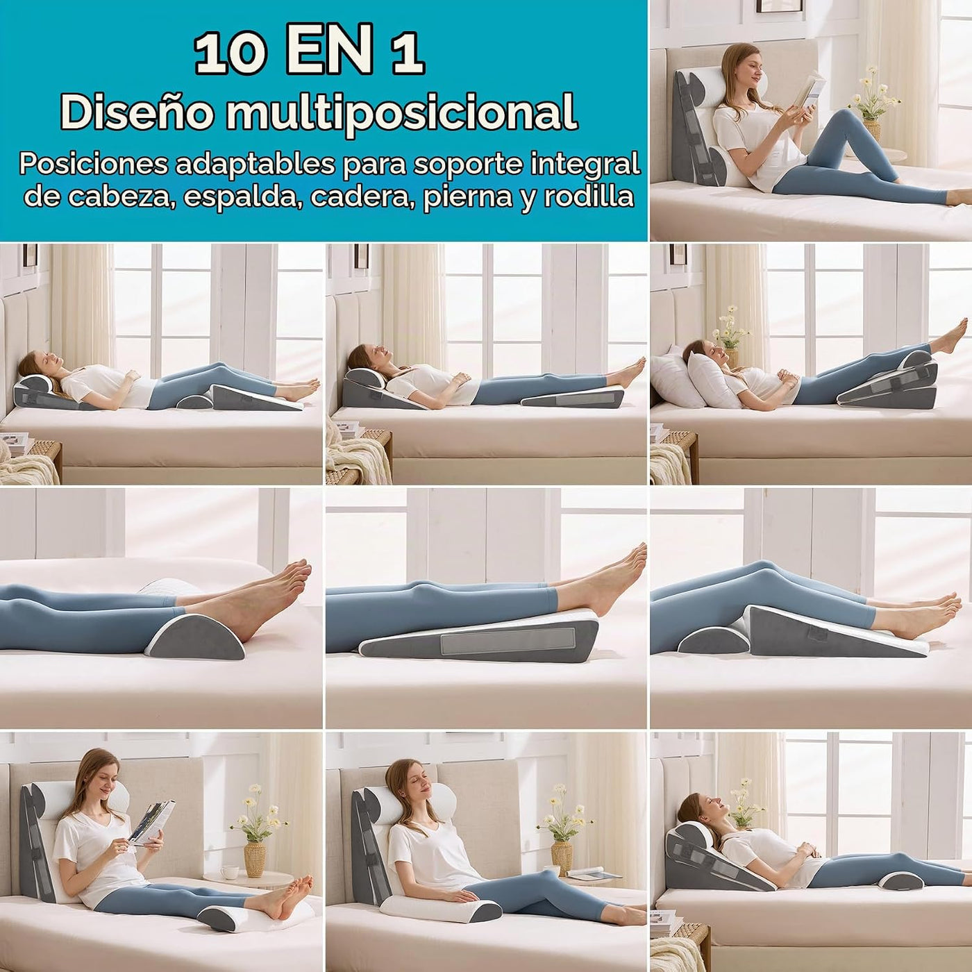 WGAKCED Juego de 4 almohadas de cuña para después de la cirugía, al...