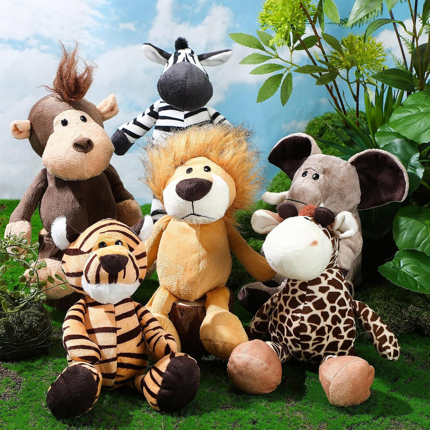 HyDren - Juego de 12 animales de peluche de safari de la selva, 8 p...