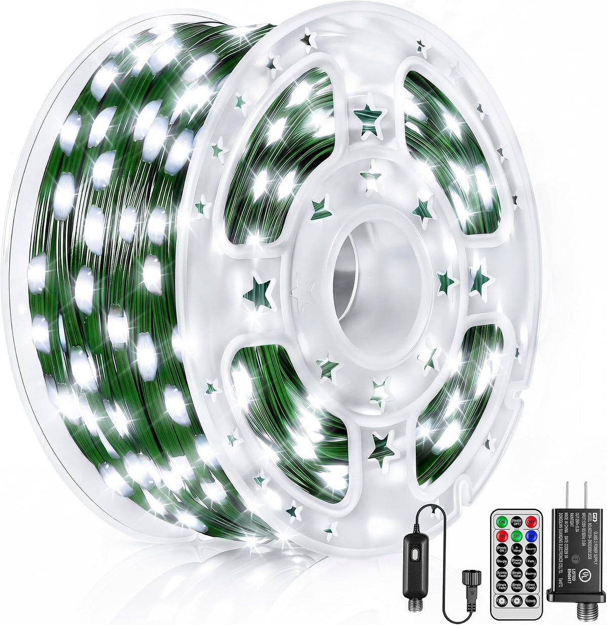 200 luces LED de Navidad de 66 pies IP67 impermeables, blanco frío...