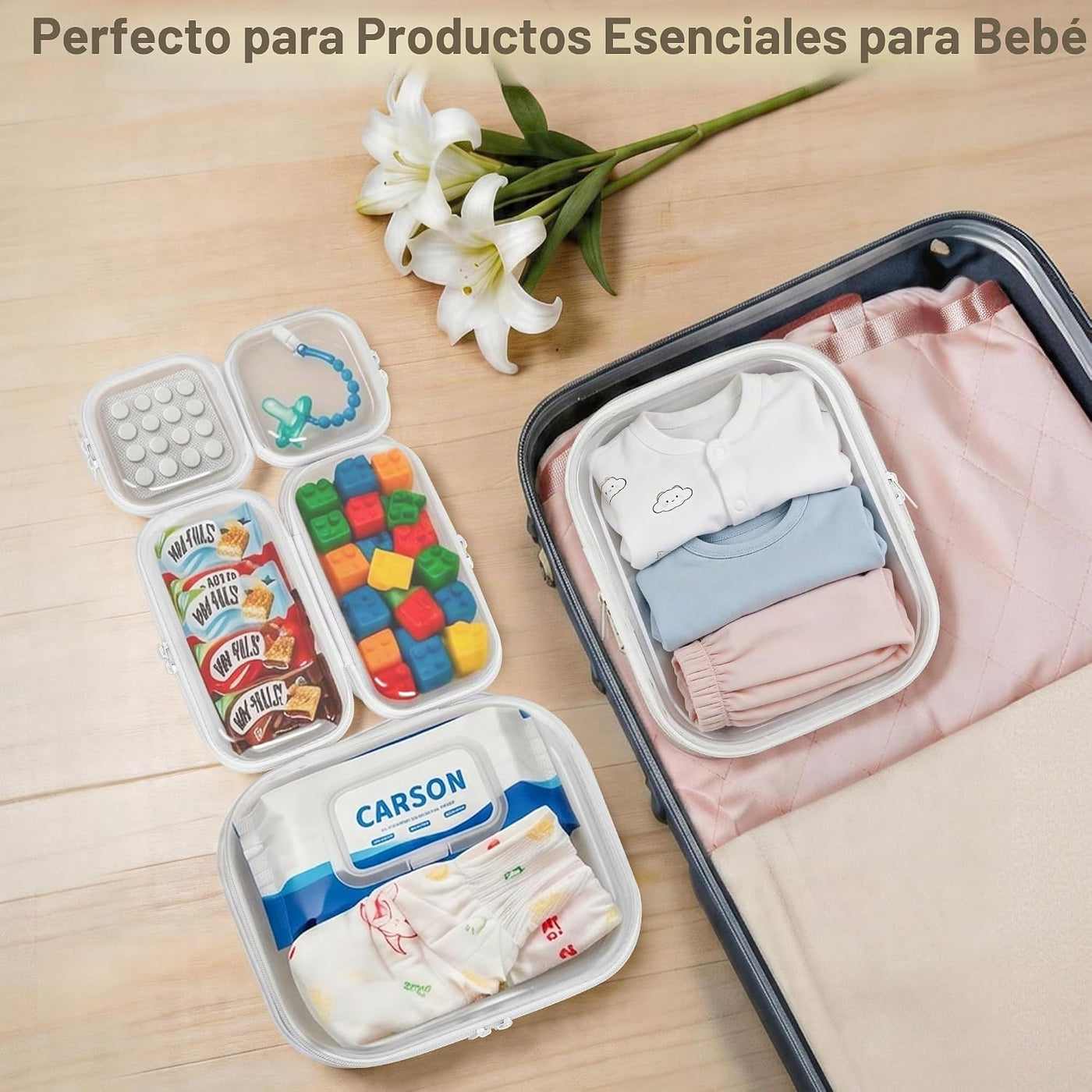 Paquete de 5 bolsas organizadoras para pañales, fundas rígidas tran...