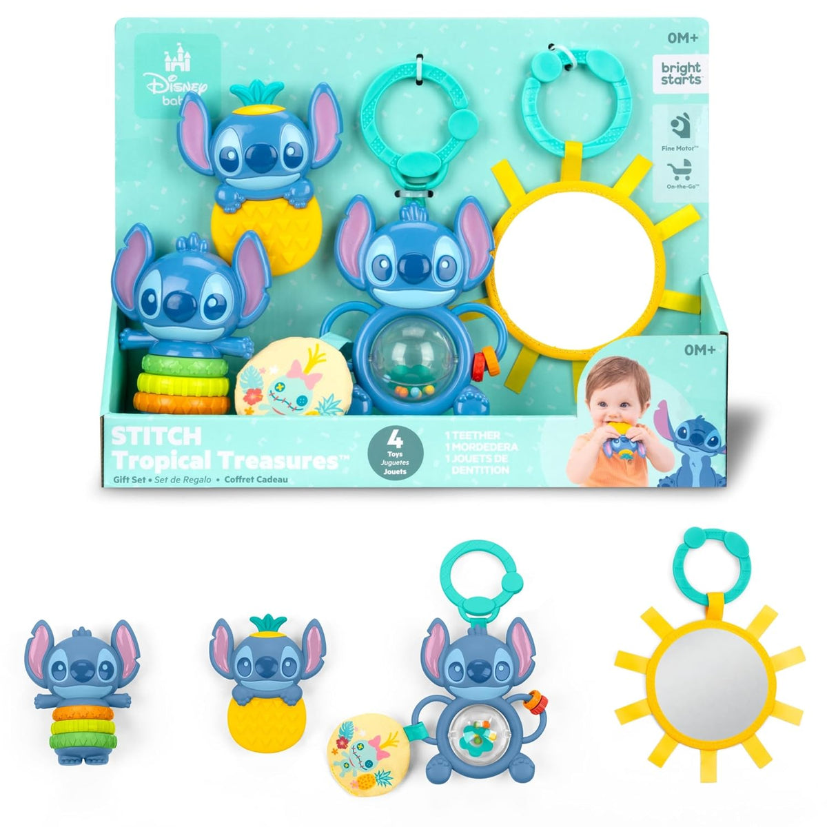 Bright Starts Disney Baby Stitch Tropical Treasures - Juego de rega...