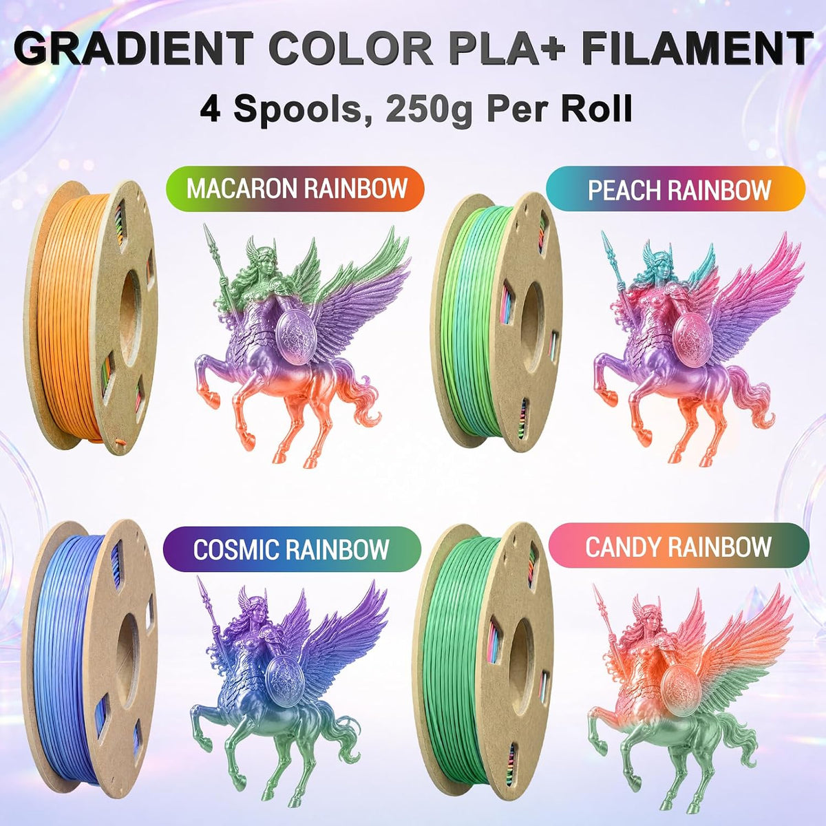 Frucindra Paquete de filamentos para impresora 3D de seda PLA+ tric...