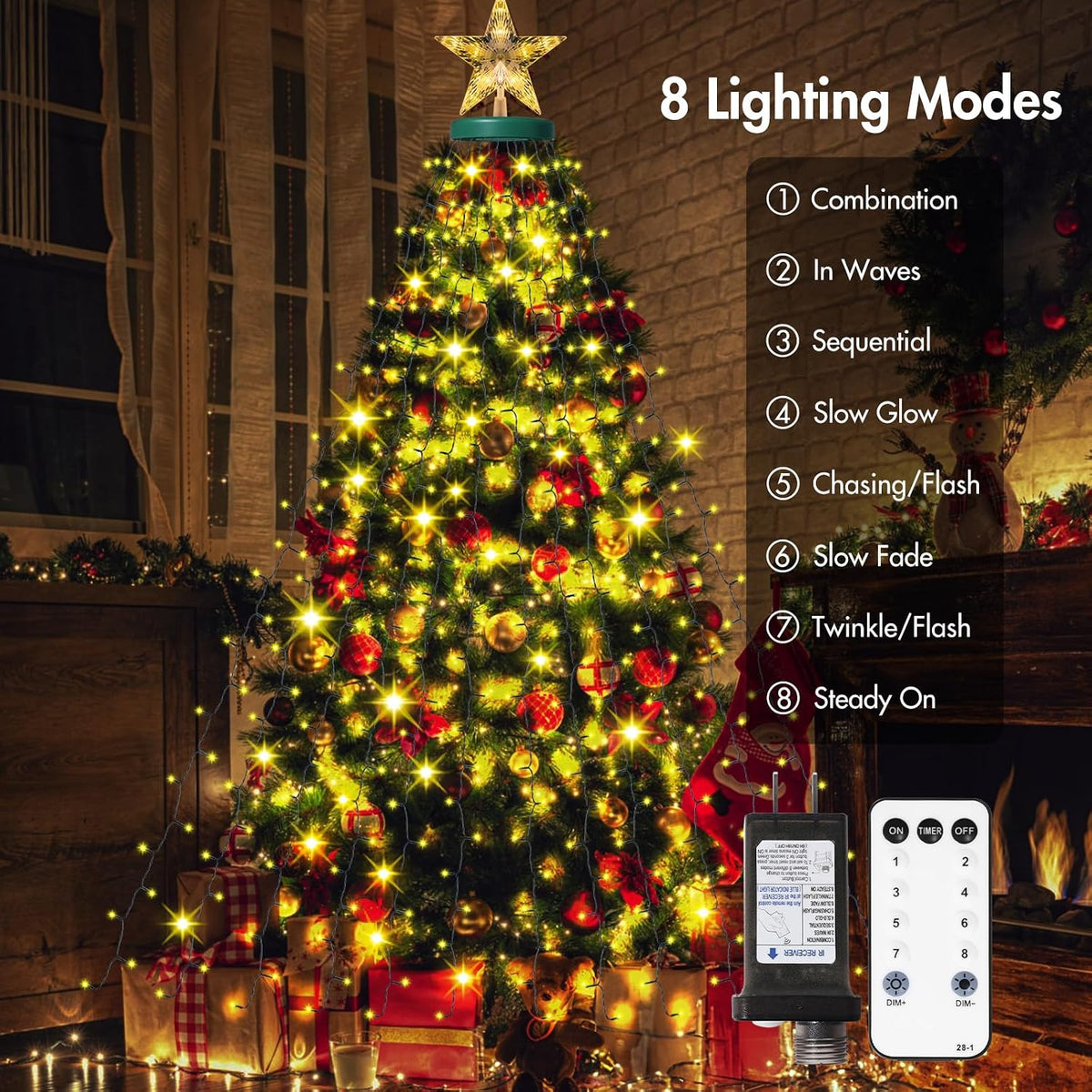 AMIPEPE - Luces de Navidad con estrella en la parte superior, 410 l...